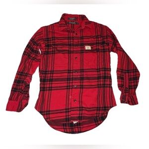 Polo Ralph Lauren Women’s Red Flannel Button Down Shirt Size Large Plaid Cotton
